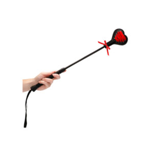 Ouch! Crop Black Heart With Red Lace Lrg