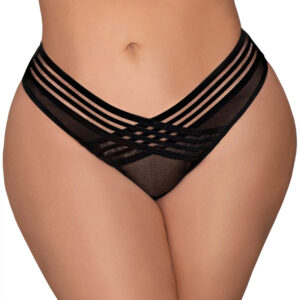 DG Mesh Thong w/ Front Detail Black 1X