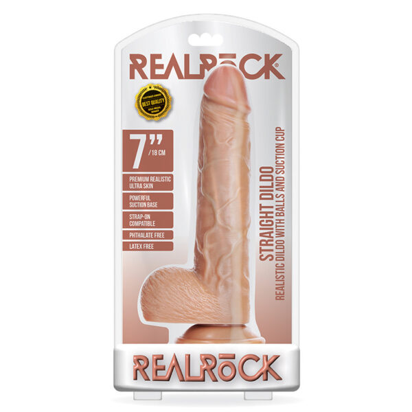 RealRock Straight Dildo w/ Ball 7in Tan