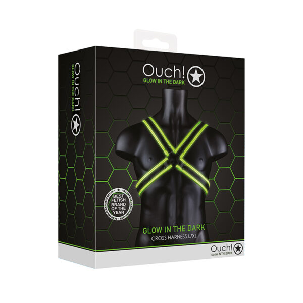 Ouch GITD Cross Harness Neon Green LXL
