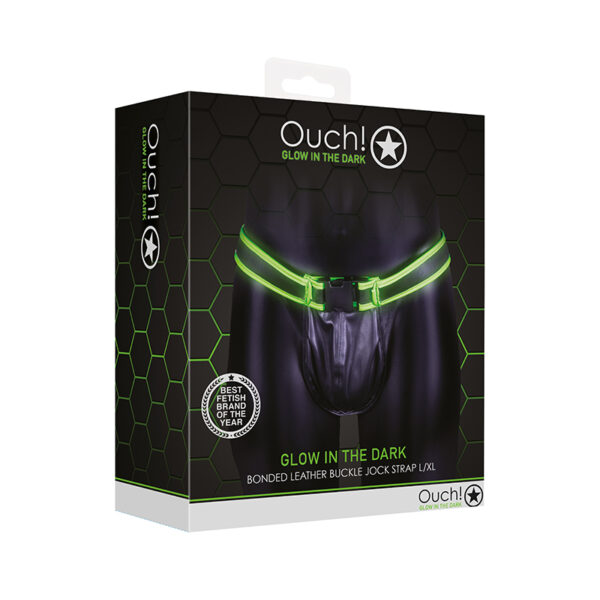 Ouch GITD BuckleJockStrap NeonGrn LXL