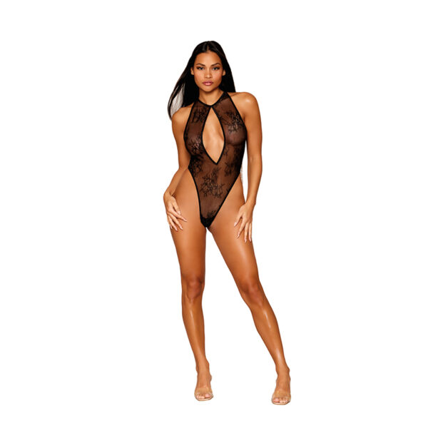 DG Halter Thong Teddy w/Fringe Black M