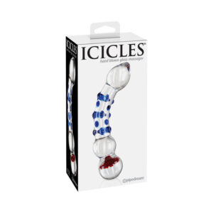 Icicles #18 7.5in Glass Dildo BlueRedClr