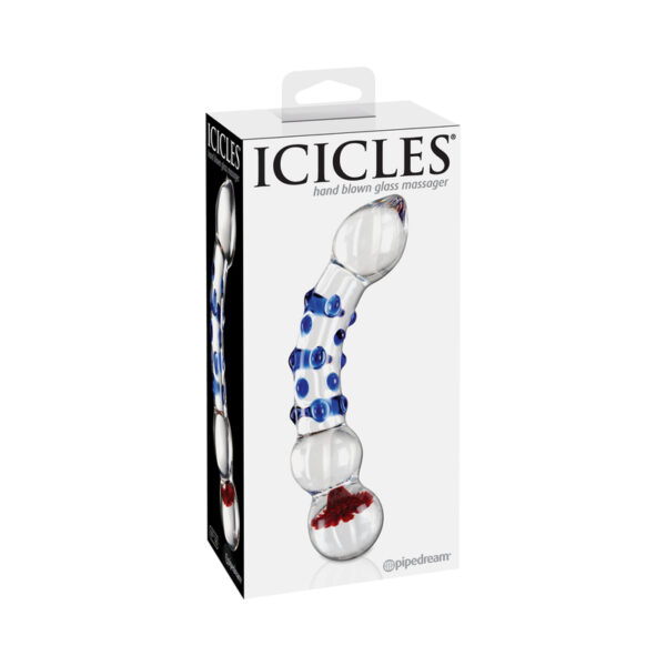 Icicles #18 7.5in Glass Dildo BlueRedClr