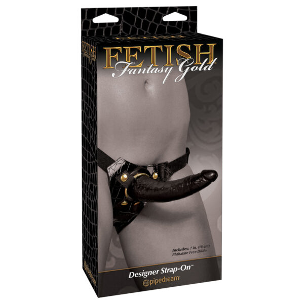 FF Gold Designer Strap-On 7in Dildo Blk