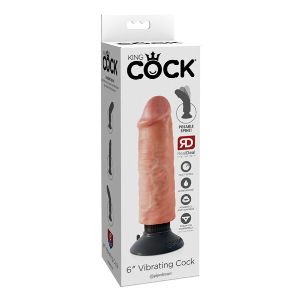 King Cock 6in Vibrating Cock Beige