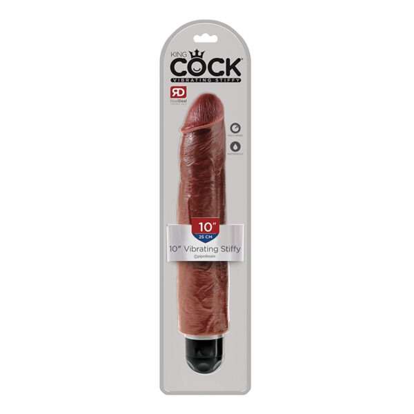 King Cock 10in Vibrating Stiffy Brown