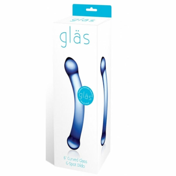 Glas 6in Curved G-Spot Glass Dildo Blue